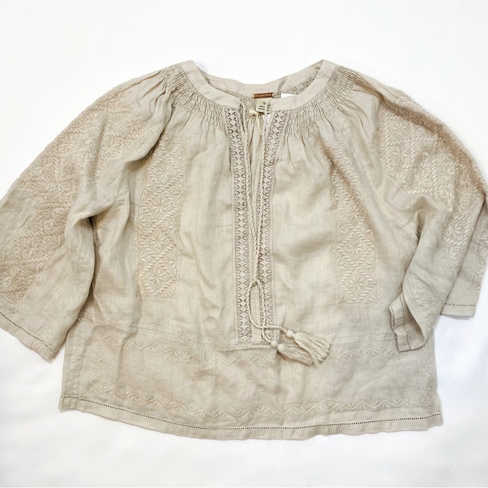 Magaschoni Women’s Linen Blouse size Small NWT